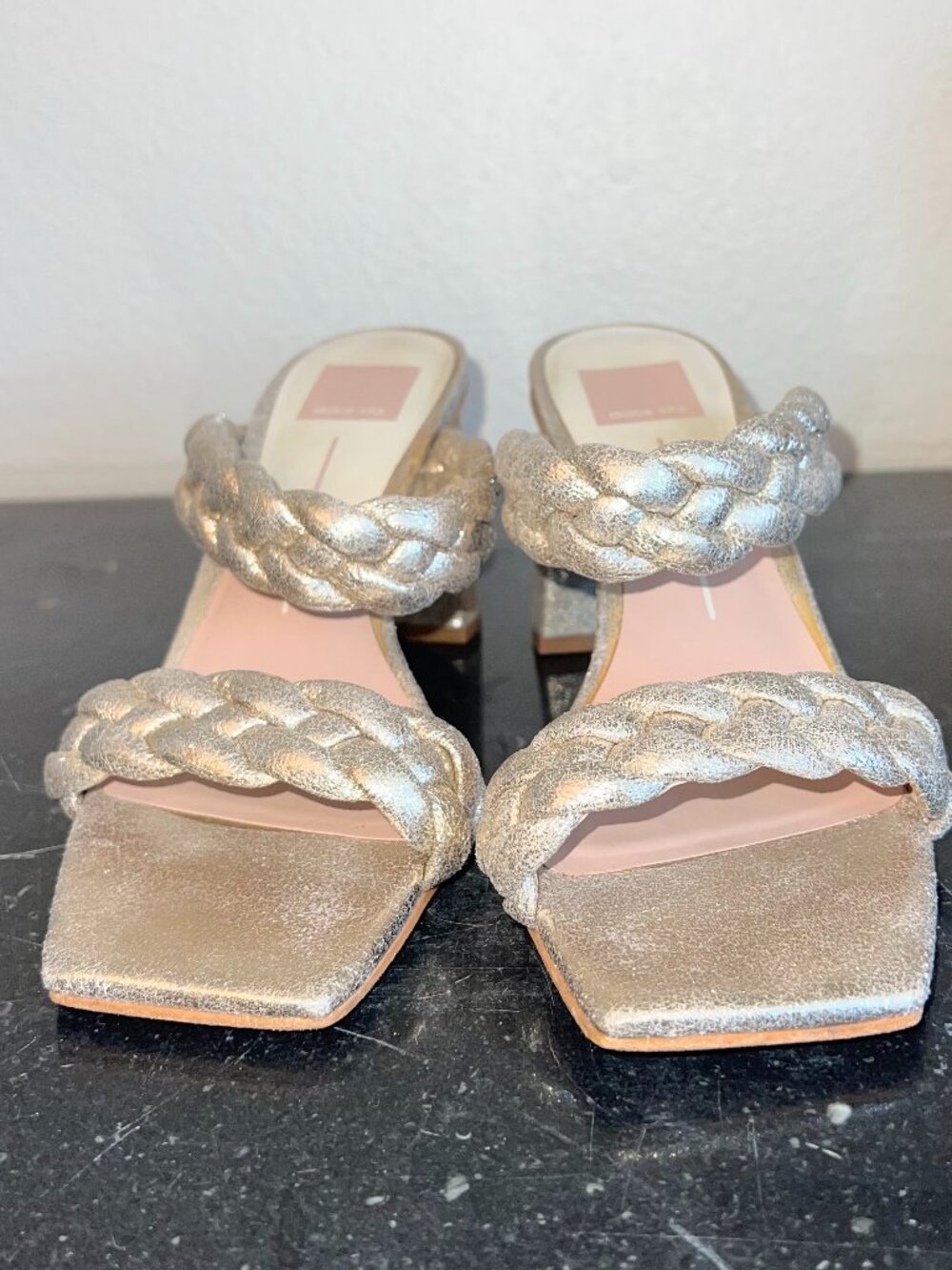 Dolce Vita Paily Gold Braided Heels Size 8.5 Strappy Sandal